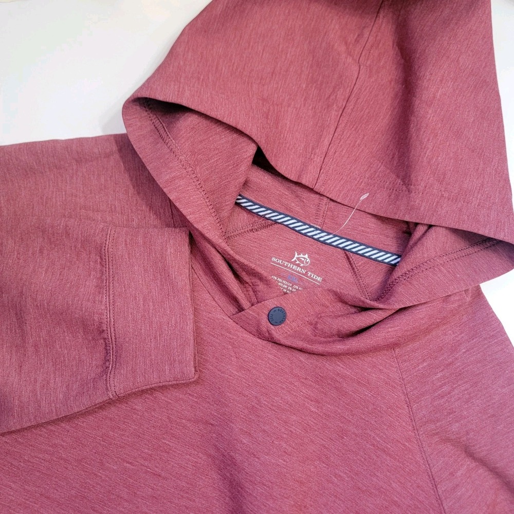 Southern Tide Interlock Snapfront Hoodie‎ Heather Muscadine Red Men's XXL NEW